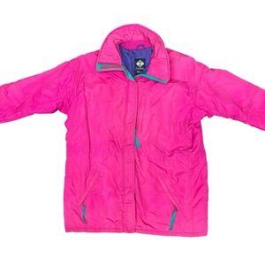 80s Vintage Columbia Ski Jacket Womens XL Pink Nylon‎ Thinsulate Radial Sleeve